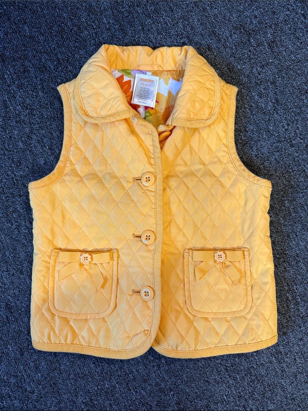 Gymboree quilted vest in yellow size XS (3-4) years